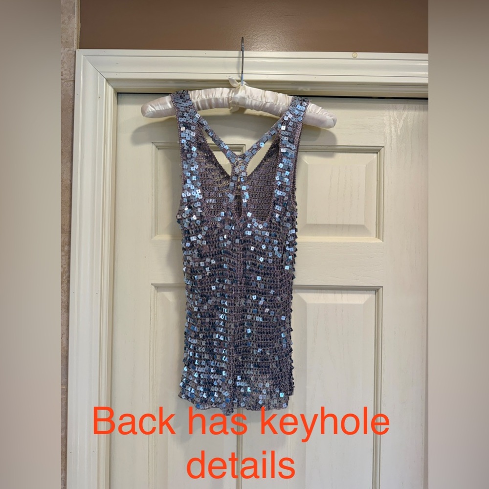 Sequin Crochet Racerback Tank - Silver Lavender Shine - Picture 2 of 2